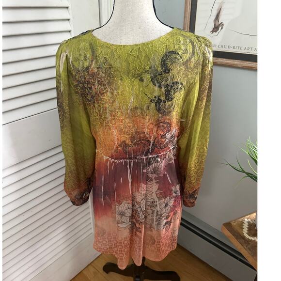 MUSHKA SIENNA ROSE Womens Large Colorful Chiffon Beaded Retro Y2K Fairy Grunge - Picture 5 of 10